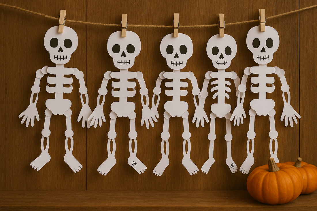 🦴 How to Make a Skeleton Paper Craft Garland (Easy DIY Halloween Decoration)
