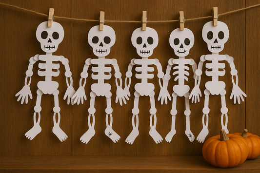 🦴 How to Make a Skeleton Paper Craft Garland (Easy DIY Halloween Decoration)